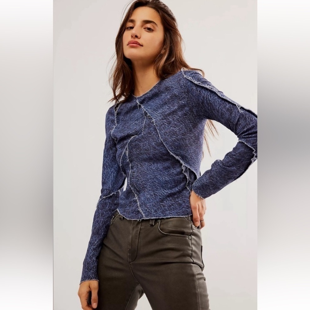 NWT Facon Jacmin Tess Denim Patchwork Top size US XS or EU 36